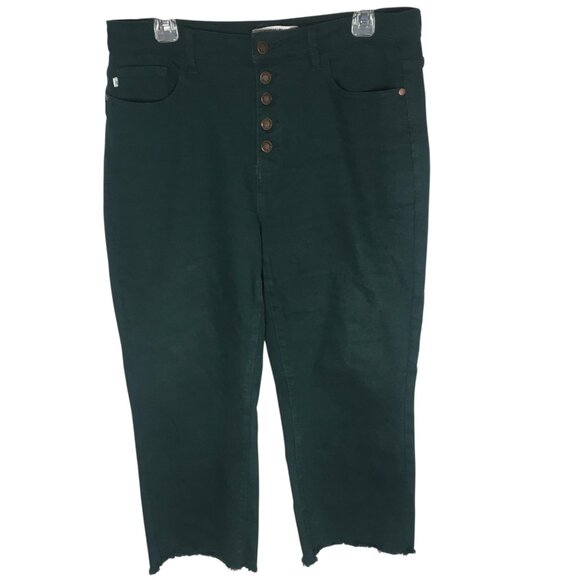 Judy Blue Jeans Womens 13/31 Green Wide Leg Crop Button Fly Raw Hem JB88104 - Picture 1 of 16